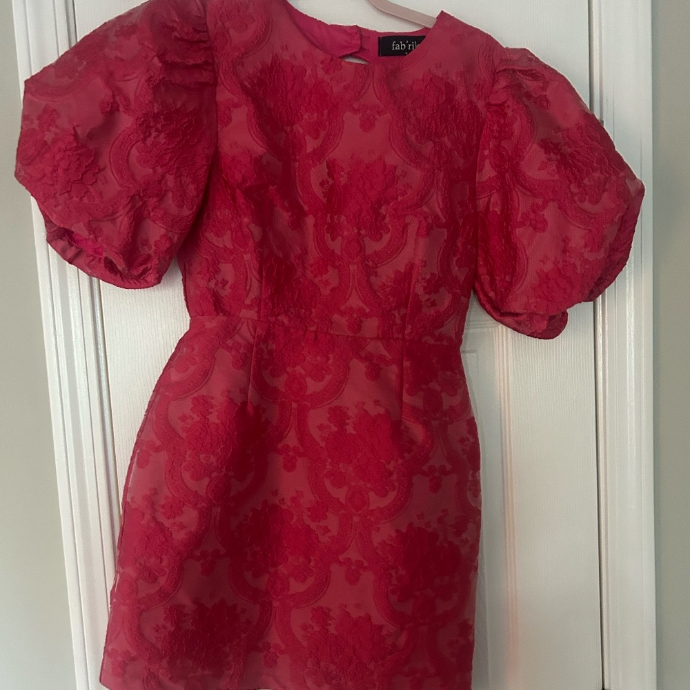 Pink puff sleeve mini dress